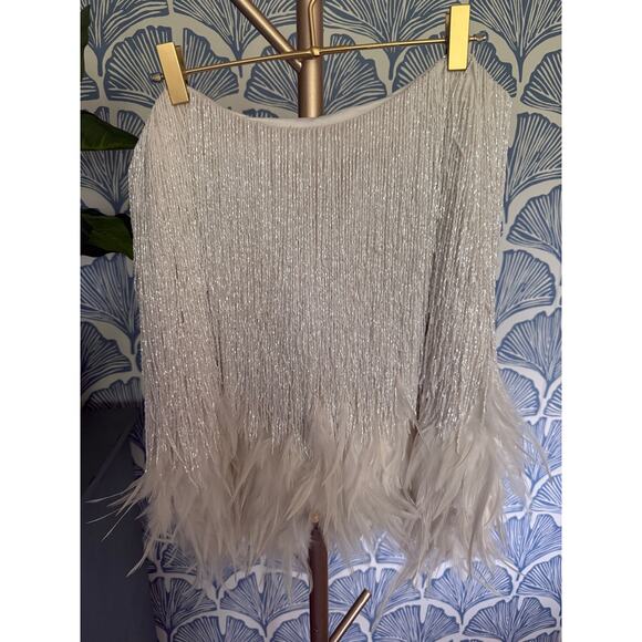 NWT Nadine Merabi Sara White Fully Beaded Skirt Sz. XXL - Picture 3 of 15